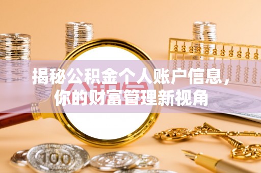 东莞揭秘公积金个人账户信息，你的财富管理新视角